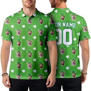 Polo personnalisé pour la Saint-Patrick pour hommes, manches courtes, nom personnalisé, design drôle irlandais, jersey en coton - Product Image 1