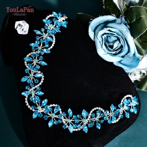 YouLaPan Accessorio per Capelli da Sposa con Strass Azzurro Chiaro, Coroncina Scintillante di Lusso per Banchetti e Feste HP266 - Product Image 6