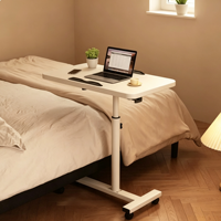 Table de chevet mobile, bureau d'ordinateur pliable réglable en hauteur avec espace de rangement pour chambre à coucher/bureau à domicile, petit appartement, bureau