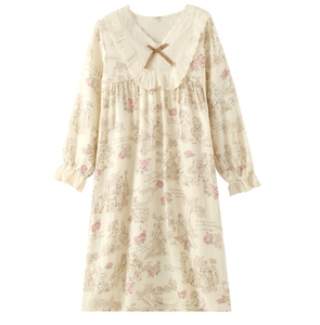 Gonna donna donna primavera <span class=keywords><strong>e</strong></span> autunno stampa <span class=keywords><strong>pigiama</strong></span> in <span class=keywords><strong>pizzo</strong></span> a maniche lunghe in <span class=keywords><strong>cotone</strong></span> - Product Image 1