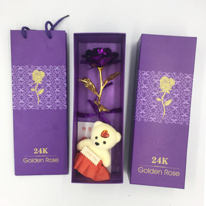 Ngày sáng tạo của mẹ Ngày Valentine hoa hồng nhân tạo với gấu 24K tím mạ vàng hồng lá hoa hồng nhân tạo với hộp - Product Image 5