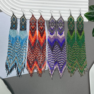 Ahaya chính thức ban đầu thêm dài đính cườm tua Drop Bông tai cho phụ nữ Handmade Mặt Dây Chuyền Hạt giống Hạt Bohemian phong cách cho món quà - Product Image 2