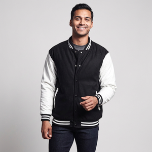 Compre Chaquetas Varsity Blancas de Talla Grande al por Mayor, Chaqueta Varsity Personalizada con Bordado DTG y Logotipo Personalizado para Hombre Unisex - Product Image 1