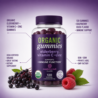 Complément Alimentaire Naturel pour Adultes : Gommes de Vitamine C et de Zinc à la Baie de sureau pour Soutenir la Fonction Immunitaire