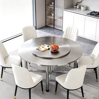 Table de banquet pliable en acier inoxydable de 3, 4, 5, 6 et 7 pieds avec plateau rotatif pour la restauration, les pique-niques et les food trucks