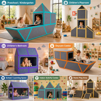 Bloques de Construcción Magnéticos de Fieltro, Casa de Juegos para Niños, Panel Acústico Modular de Poliéster para Jardín de Infancia, Hogar y Sala de Juegos Infantil