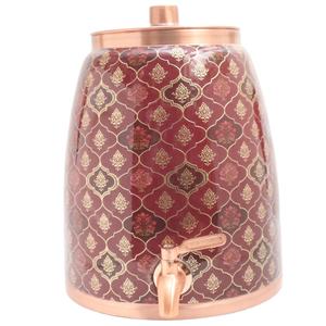 Dispensador de Agua de Cobre con Estampado Floral Mughal de Primera Calidad, Hecho a Mano, Olla Matka 100% Cobre Puro con Grifo Antiderrames para el Hogar y Hoteles - Product Image 1