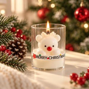 Candela Profumata Festiva 12 Design: Pan di Zenzero, Babbo <span class=keywords><strong>Natale</strong></span>, Pupazzo di Neve, Renna - Barattolo in Vetro per Decorazioni Natalizie - Product Image 3