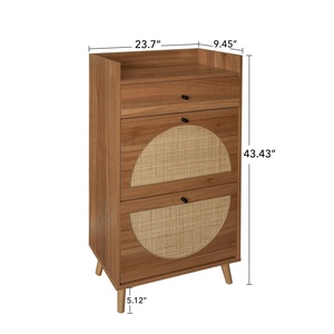 Armoire de rangement d'entrepôt en bois simple rotin râteau à chaussures maison chambre salle de bain extérieur parc centre commercial Villa entrée salon - Product Image 2