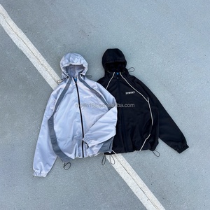 Custom Tracksuit Windbreaker Jacket and Nylon Track Pants 2 Piece Set <b>Jogging</b> <b>Suit</b> 3m Reflective Strip Windbreaker Tracksuit - Product Image 4