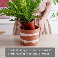 Pot de fleurs moderne en céramique pour plantes d'intérieur, avec trou de drainage et bouchons en caoutchouc, en terre cuite semi-mate, pour la maison et le jardin