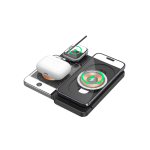 Cargador inalámbrico plegable magnético 4 en 1, cargador de cubo de carga rápida de 15W para iPhone <span class=keywords><strong>15</strong></span> Pro Max con luz nocturna Led personalizada - Product Image 3