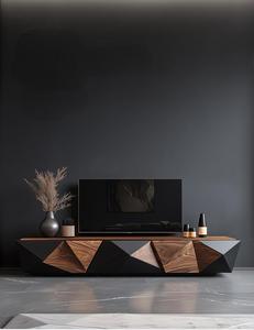 Meuble <span class=keywords><strong>TV</strong></span> rectangulaire en bois de couleur noyer, style italien, pour salon, hôtel, villa, avec tiroir - Product Image 1