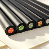 Ensemble de crayons de couleur personnalisés certifiés EN71 ISO, 16 pièces, mine arc-en-ciel, bois noir, 7 pouces, 5,0 mm, vente en gros directe d'usine