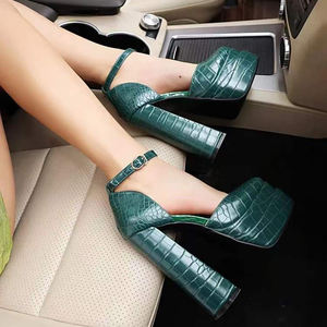 फैशन डबल प्लेटफॉर्म पंप जूते महिलाओं को 15 सेमी मोटी एड़ी के जूते पहनने वाली मैरी जेन ब्लॉक ऊँची एड़ी के जूते - Product Image 5