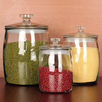 Pot alimentaire en verre borosilicate rond de haute qualité, 128 oz (1 gallon), anti-fuite, avec couvercles, en carton, pour usage en cuisine