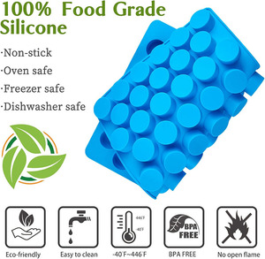 55 cavités moules à collations en silicone antiadhésifs moules à bonbons ronds de qualité alimentaire pour bonbons durs gommeux <span class=keywords><strong>chocolat</strong></span> <span class=keywords><strong>Jello</strong></span> - Product Image 3