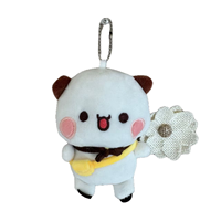 Porte-monnaie en peluche écologique en forme de panda de dessin animé avec pendentif porte-clés et design couple Bubu et Dudu – Cadeau