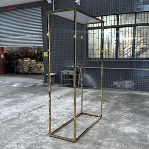 शादी की आपूर्ति 3 पीसी गोल्ड आर्क स्टेनलेस स्टील फ्रेम चंडेलियर स्टैंड पृष्ठभूमि की दीवार - Product Image 6