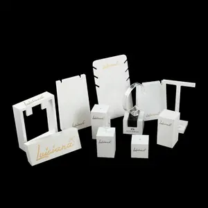 Customized Design Gloss White Counter Acrylic Jewelry Display Rack Jewelry Set Holder