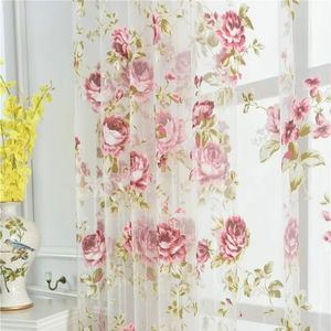 Ensemble de rideaux en voile transparent floral rose élégant <span class=keywords><strong>pour</strong></span> salon chambre <span class=keywords><strong>porte</strong></span> en verre 54x84 pouces 2 panneaux - Product Image 1