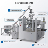 Machine d'emballage automatique de poudre en sachets préformés à fond plat, ligne de remplissage et de scellage rotative, fabricant OEM