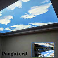 Plafond Translucide Personnalisé avec un Design de Ciel Bleu et de Nuages Blancs, Panneau de Plafond Imprimé UV, Boîte à Lumière, Plafond Extensible en PVC pour la Maison