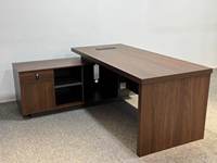 Ensemble de chaise de bureau et bureau en L avec armoire auxiliaire, en PVC, design simple et moderne, usage commercial pour bureau