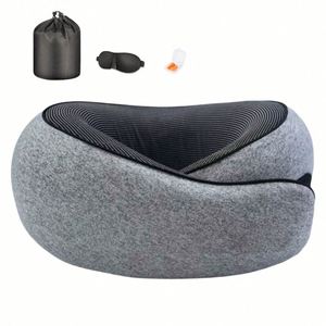 Oreiller de voyage en mousse à mémoire de forme de qualité supérieure avec housse amovible et lavable, adapté à l'avion, au bureau et à la voiture - Product Image 1
