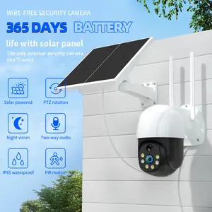 2022 Dome solar PTZ WiFi IP 1080p HD Camara de Seguridad camera 4g solar cctv