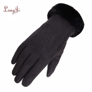 Của phụ nữ ngoài trời nhiệt găng tay cho mùa thu mùa đông hai lớp nhung sang trọng Windproof ba gân da lộn ấm vài phong cách - Product Image 6