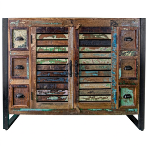 Rustic Reclaimed Wood <b>Sideboard</b> with Metal Frame Handmade Antique <b>Storage</b> Cabinet for Living Room Furniture - Product Image 1