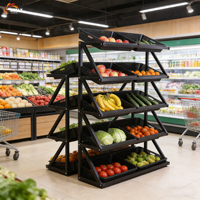 Multifunktionales 5-stöckiges Verkaufsregal mit Korb Supermarkt Lebensmittel Obst Gemüse Ausstellungsständer Laden Aufbewahrungsorganizer Regal