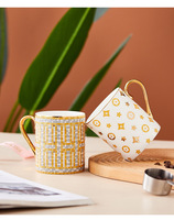 Tasse à café en porcelaine fine Xuzhen, style nordique minimaliste, bordure dorée à la main, luxe léger britannique, mug à eau pour couple