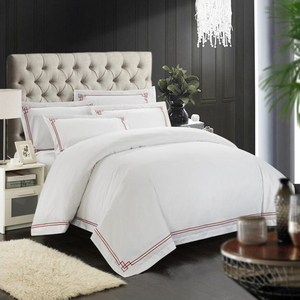 4 pezzi singolo <span class=keywords><strong>matrimoniale</strong></span> Queen King Hotel lenzuolo 100% <span class=keywords><strong>cotone</strong></span> ricamato copripiumino Set biancheria da letto - Product Image 2
