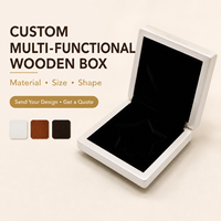 Boîte cadeau en bois blanc personnalisée en gros avec insert en velours noir, logo OEM, emballage polyvalent, étui en bois pour marque