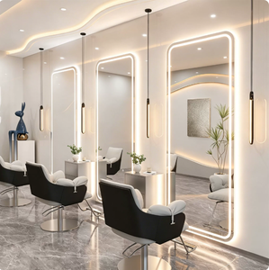 Miroir mural LED pleine longueur pour salon de coiffure, avec éclairage et coins arrondis, idéal pour salon, studio ou salon de beauté - Product Image 5