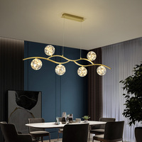 Lampe suspendue postmoderne nordique minimaliste nouveau lustre à LED doré ciel étoilé conception moléculaire pour Restaurant Bar salle à manger longue