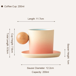 Custom Laser Engrave Logo Contemporary Cute Eco-Friendly 7oz Ceramic Blue Pink Brown Coffee <b>Mug</b> <b>Set</b> with Saucer - Product Image 3