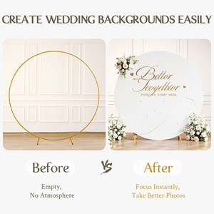 Support de cadre circulaire de luxe pour décoration d'événements, accessoire photo pour fête d'anniversaire, cérémonie de mariage / <span class=keywords><strong>Fond</strong></span> photo rond en tissu <span class=keywords><strong>noir</strong></span> - Product Image 2