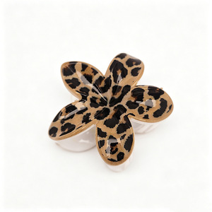 Pinces à cheveux imprimées UV motif léopard et fleur de frangipanier, pinces à mâchoires florales colorées antidérapantes pour femmes et filles - Product Image 5