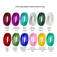 Bague de mariage en Silicone pour femmes, pour filles, 3 pièces, anneau à motif de diamant, écailles de poissons, douze pierres d'anniversaire
