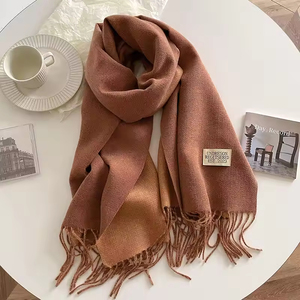 Wholesale the latest double-sided plain <b>brushed</b> scarf custom plain winter warmth women's reversible cashmere scarf - Product Image 4