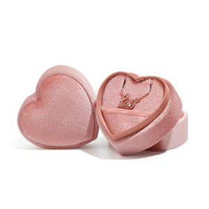 Custom Logo Mini <strong>Jewelry</strong> Organizer Storage <strong>Box</strong> White Pink Velvet <strong>Heart</strong> <strong>Shape</strong> Floral Pattern Fashion Packaging for Rings - Product Image 6