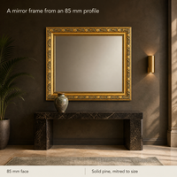Moulure dorée pour cadre photo 5057, 85 mm de large, en pin massif, profil sculpté classique orné, mitrée ou 3m, pour encadrement de miroir