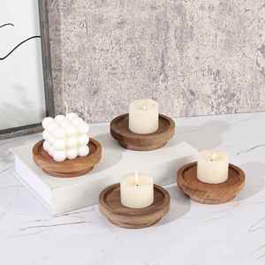 Plateau décoratif rond en bois moderne, multifonctionnel, pour mariage, plateau à café, décoration de Noël en bois massif - Product Image 1