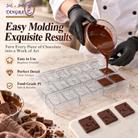 Moule à chocolat carré géométrique personnalisé Tangba en polycarbonate, moule à praline 3D texturé en relief, pour chocolatier, confiserie, pâtisserie