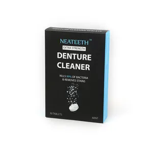 Venta al por mayor dentadura limpieza tabletas NEATEETH limpiador de dentaduras 30 Pestañas/Box CE aprobado dentadura pastillas de limpieza