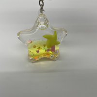 Porte-clés personnalisé en acrylique transparent avec figurine flottante et paillettes, pendentif mignon pour cadeaux et organisation des clés en forme d'étoile