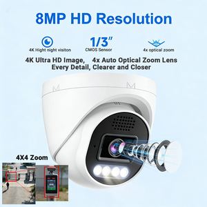 กล้องวงจรปิด IP 4K 8MP ซูมออปติคอล 4 เท่า รองรับ POE ตรวจจับคนและยานพาหนะ ภาพสีกลางคืน ไมโครโฟน กันน้ำ - Product Image 2